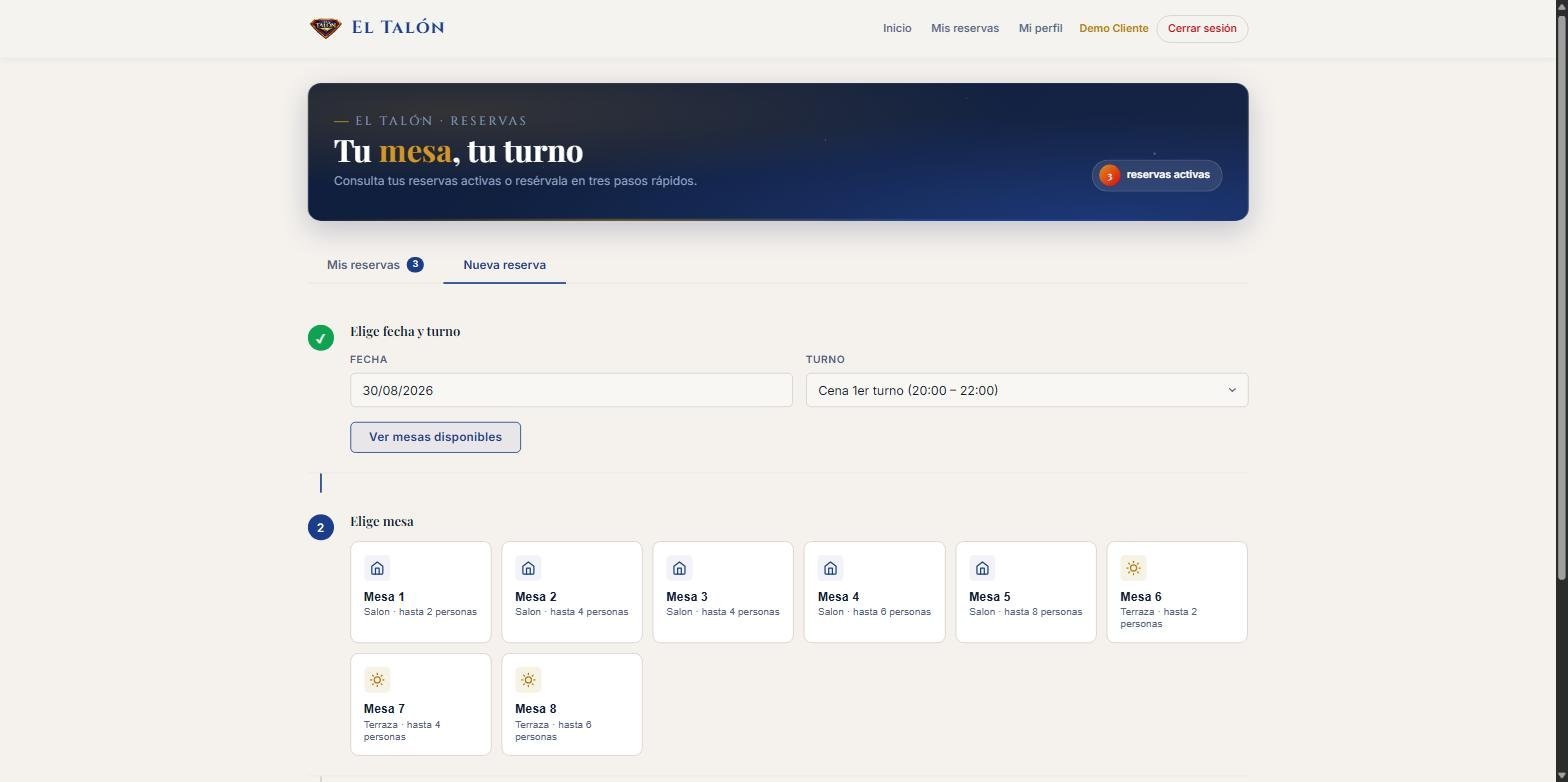 Flujo de reserva: elegir fecha, turno y mesa