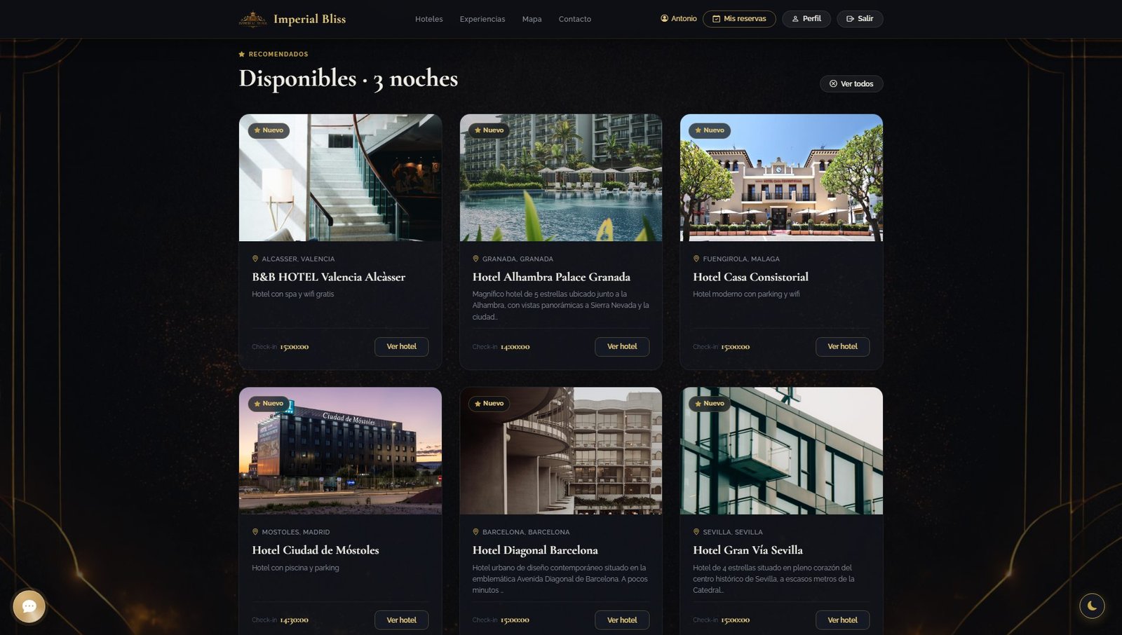 Búsqueda y resultados de hoteles disponibles